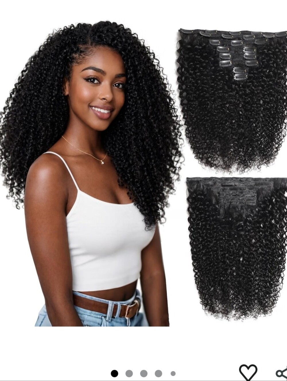 Kinky Curly Clip in Hair Extensions Human Hair 120g with 20 Clips 16 Inch
